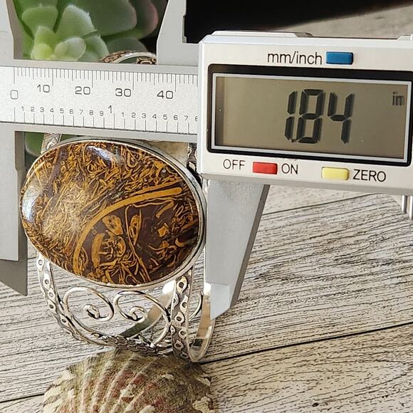 Miriam Stone Sterling Silver Cuff Bracelet - Bold Natural Elegance - Picture 8 of 10